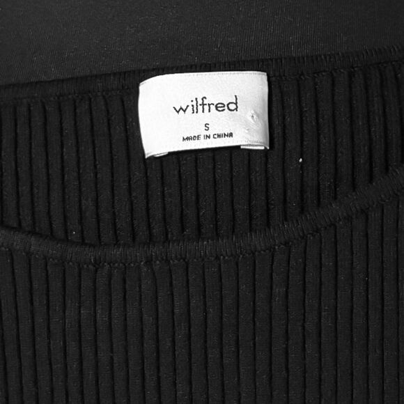 Wilfred Aritzia Womens Mini Dress Black Ribbed Knit Stretch Sleeveless Bodycon S - Picture 3 of 8
